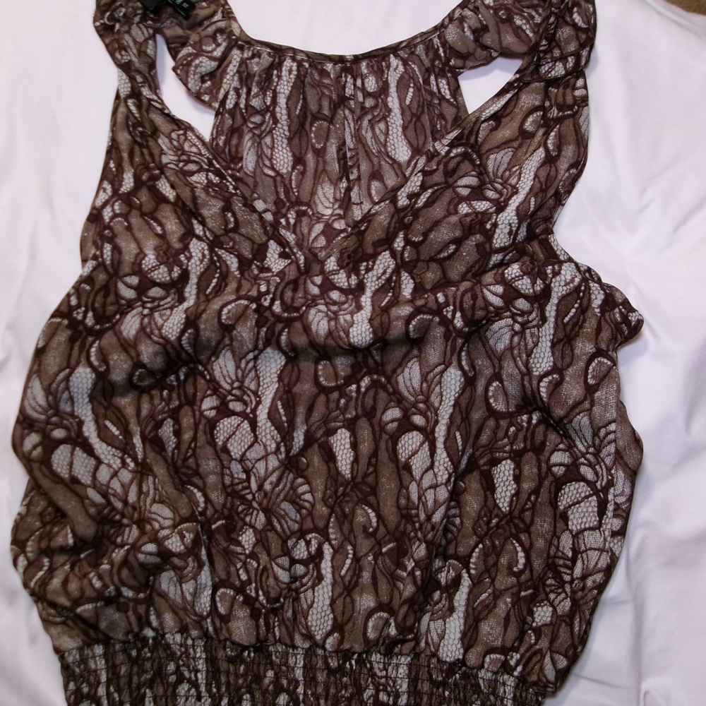 bebe Brown Lace Halter Top